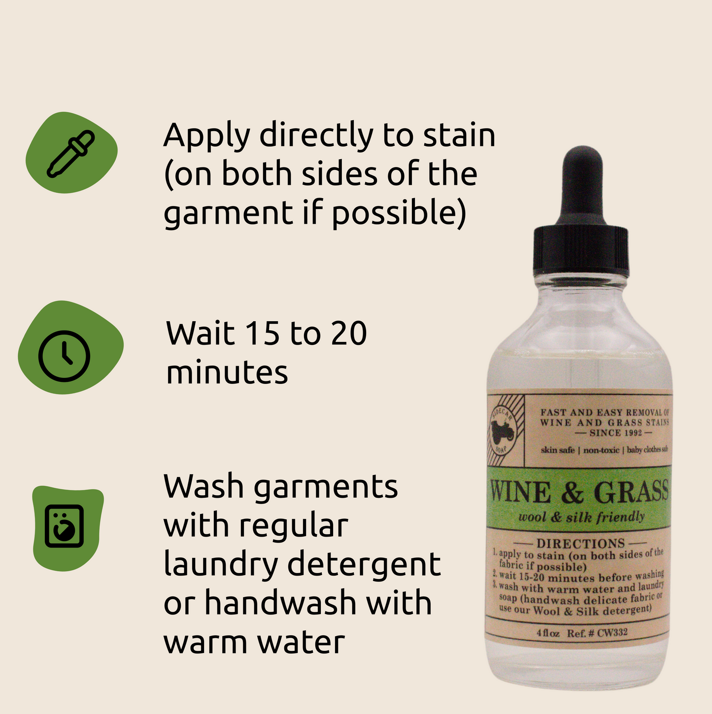 WINE AND GRASS Stain Remover for Clothes - Sidecar Soap